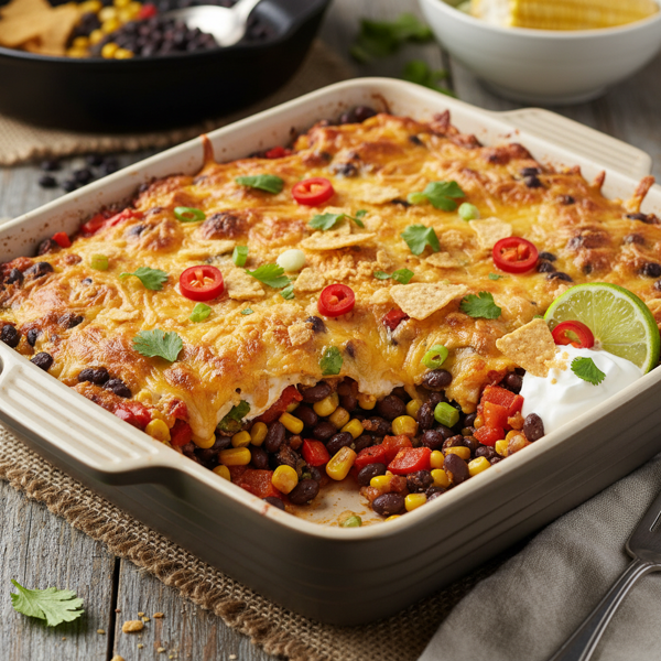Savory Baked Black Bean and Corn Casserole recipe