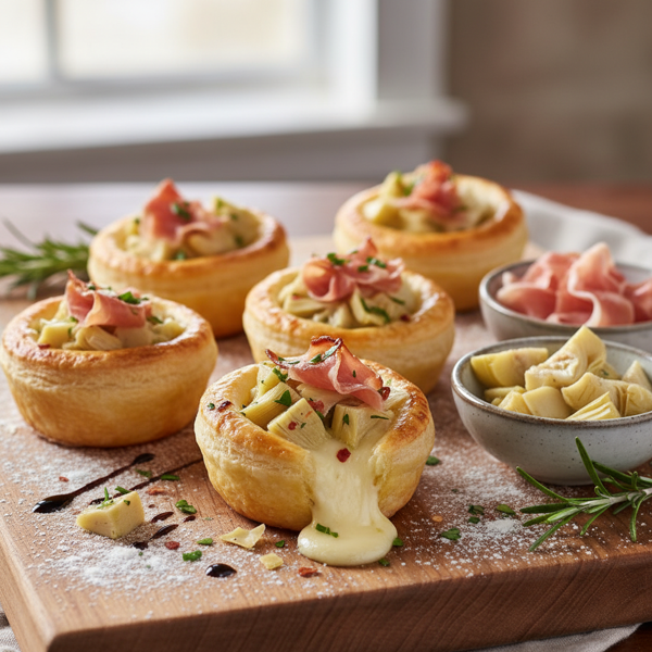 Savory Baked Brie Bites with Artichoke and Prosciutto recipe