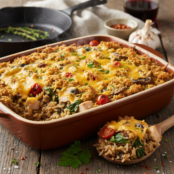 Savory Baked Brown Rice Casserole recipe