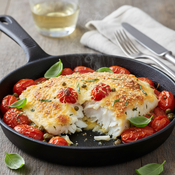 Savory Baked Cod with Tomato and Parmesan recipe