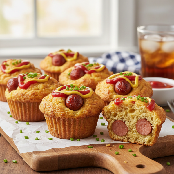 Savory Baked Corn Dog Muffins recipe
