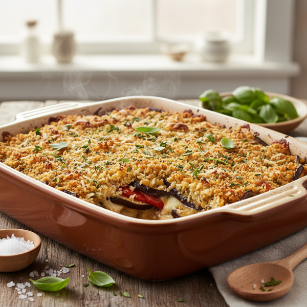 Savory Baked Eggplant Gratin with Herbed Crust recipe