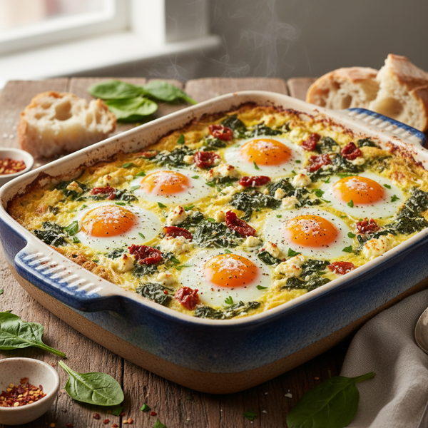 Savory Baked Eggs Florentine Casserole recipe