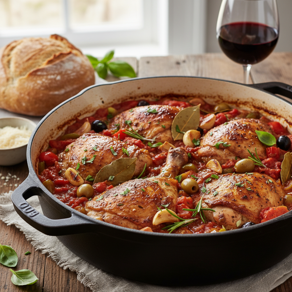 Savory Baked Garlic Chicken Cacciatore recipe