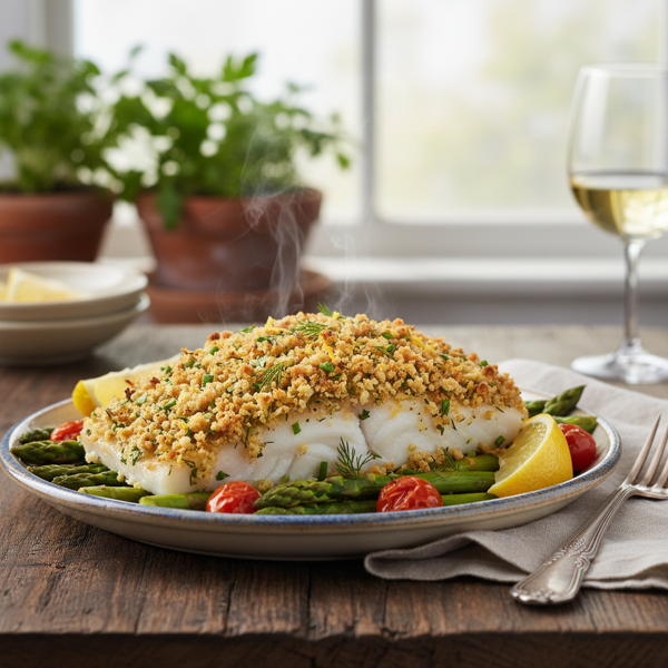 Savory Baked Haddock with Herbed Crumble recipe