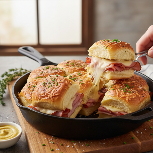 Savory Baked Ham and Swiss Sliders recipe