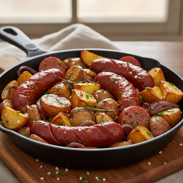 Savory Baked Kielbasa and Rustic Potato Medley recipe