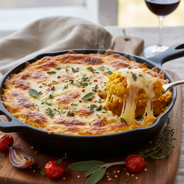 Savory Baked Pumpkin Polenta with Cheesy Crust recipe