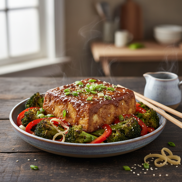 Savory Baked Tofu with Ginger Soy Marinade recipe