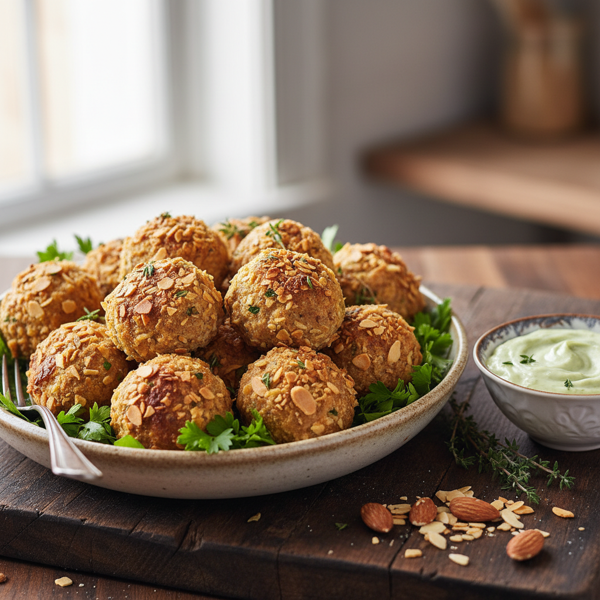 Savory Baked Turkey Meatballs with Almond Crust recipe