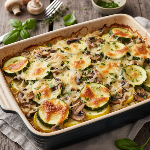 Savory Baked Zucchini and Mushroom Casserole recipe