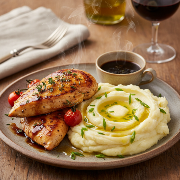 Savory Balsamic-Glazed Chicken with Creamy Spring Onion Mashed Potatoes recipe