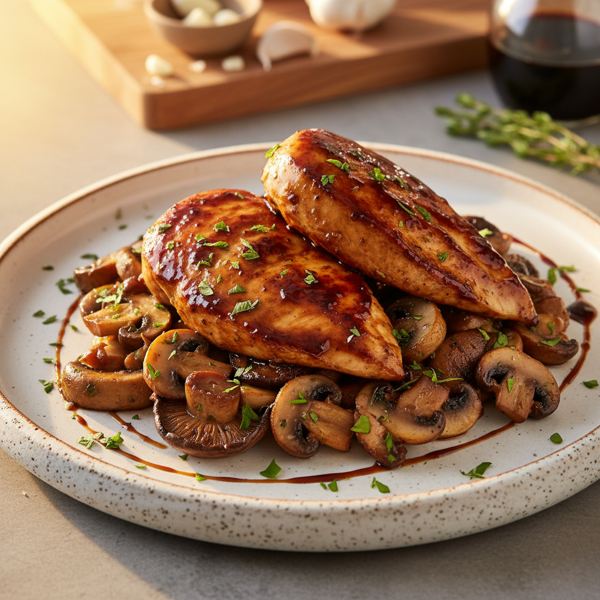 Savory Balsamic Chicken Breasts with Mushroom Medley recipe