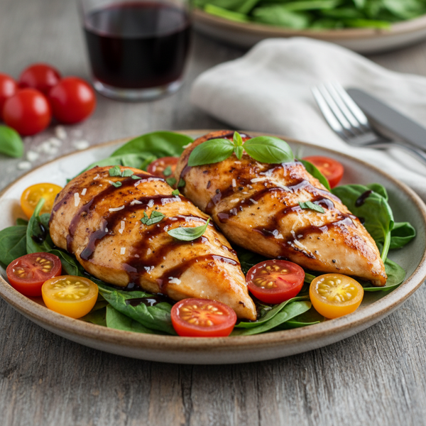 Savory Balsamic Chicken with Spinach and Cherry Tomatoes recipe