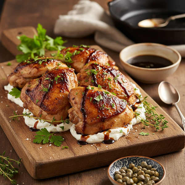 Savory Balsamic Cream Cheese Chicken Thighs recipe