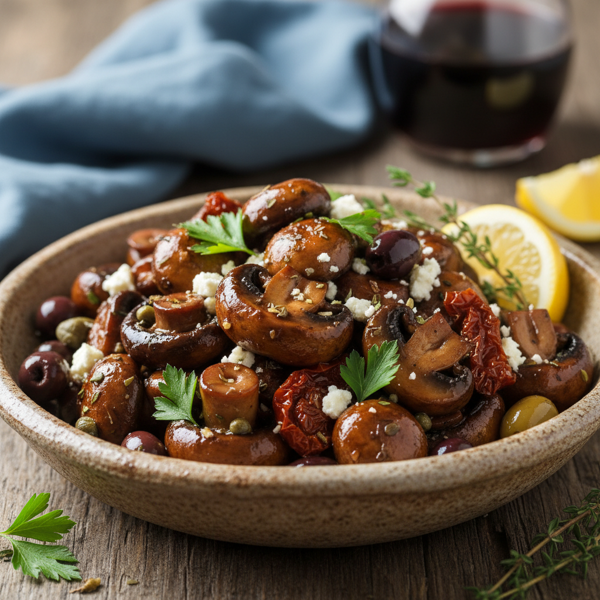 Savory Balsamic Glazed Mediterranean Mushrooms recipe