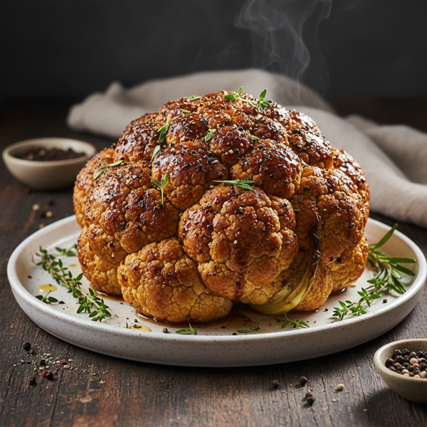 Savory Balsamic Pepper-Roasted Cauliflower recipe