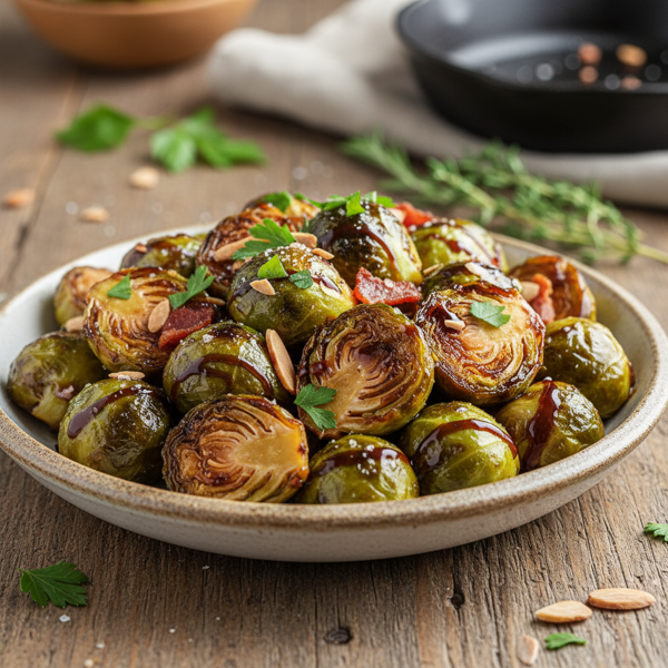 Savory Balsamic Roasted Brussels Sprouts recipe