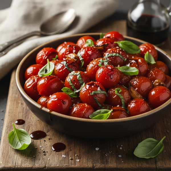 Savory Balsamic Roasted Cherry Tomatoes with Fresh Basil recipe