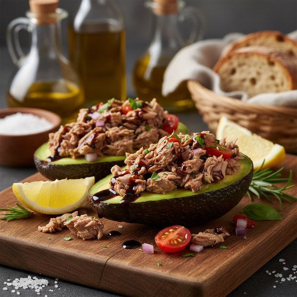Savory Balsamic Tuna-Stuffed Avocados recipe