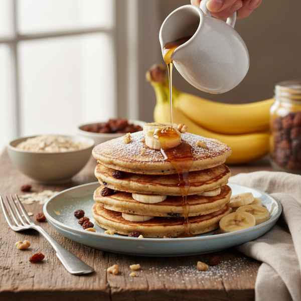Savory Banana Raisin Oatmeal Pancakes recipe