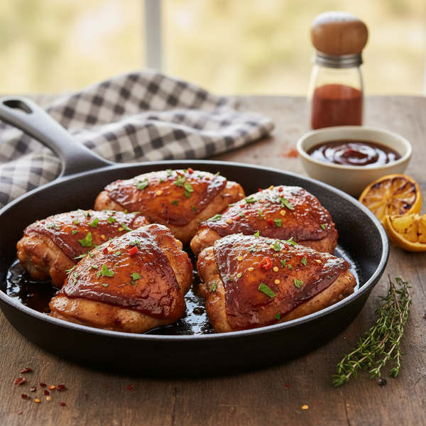 Savory Barbecue Baked Chicken Thighs recipe