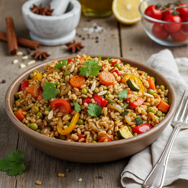 Savory Barley & Rice Vegetable Pilaf recipe