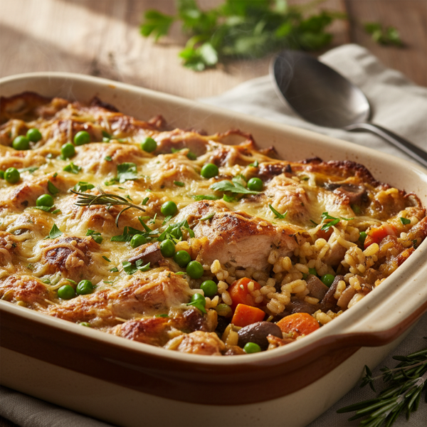 Savory Barley and Chicken Casserole recipe