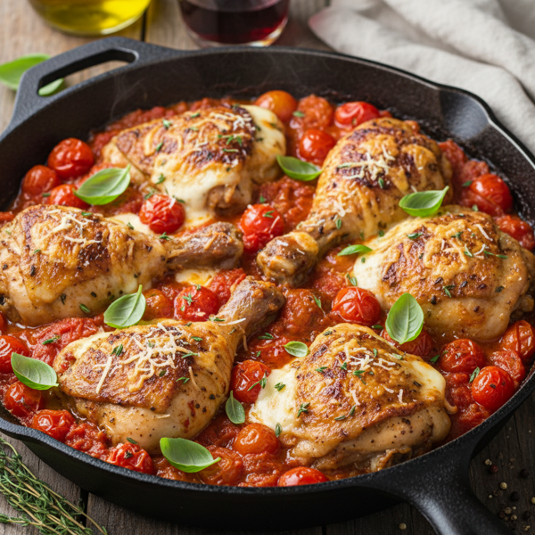 Savory Basil Tomato Chicken Skillet recipe