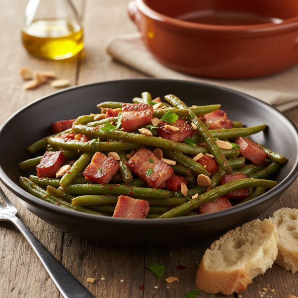 Savory Basque-Style Green Beans with Bacon recipe
