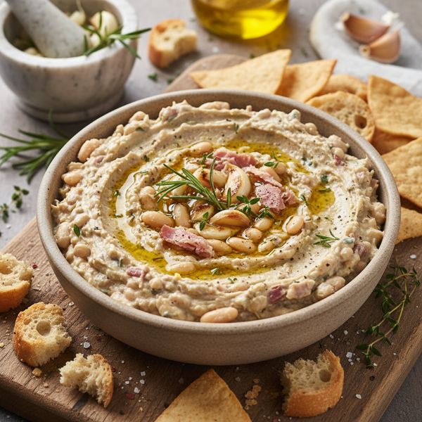 Savory Bean and Ham Dip with Garlic & Rosemary Infusion recipe