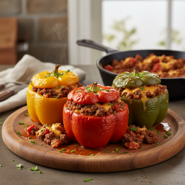 Savory Beef-Stuffed Bell Peppers recipe
