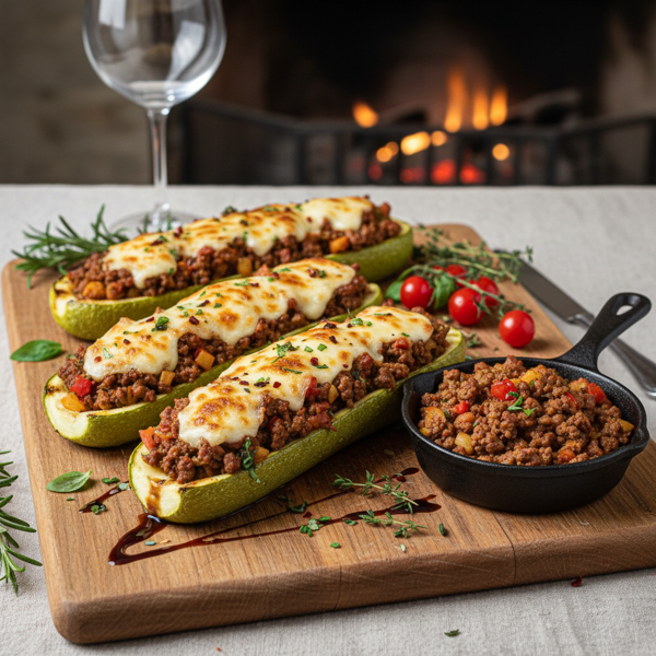 Savory Beef-Stuffed Zucchini Boats recipe