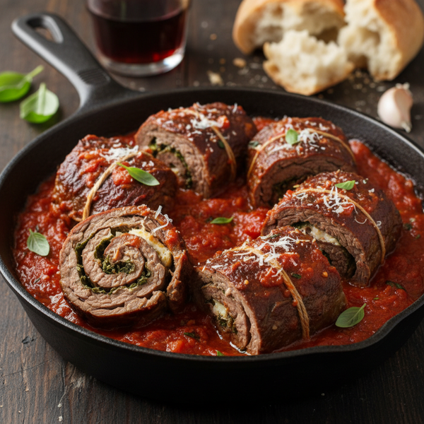 Savory Beef Braciole in Rich Tomato Sauce recipe