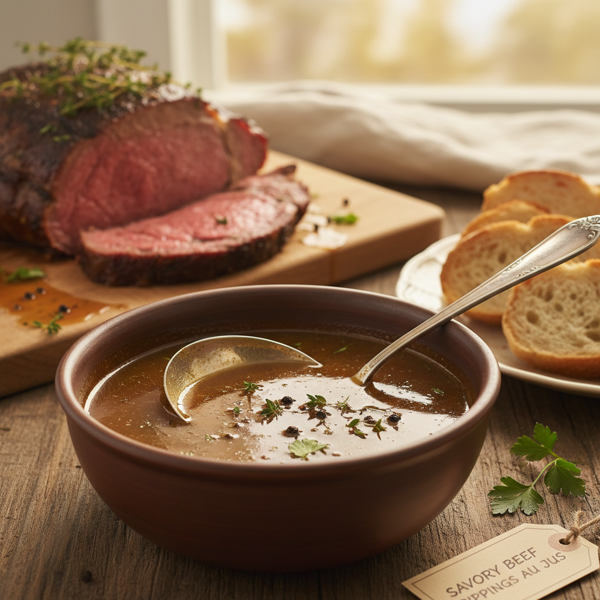 Savory Beef Drippings Au Jus recipe