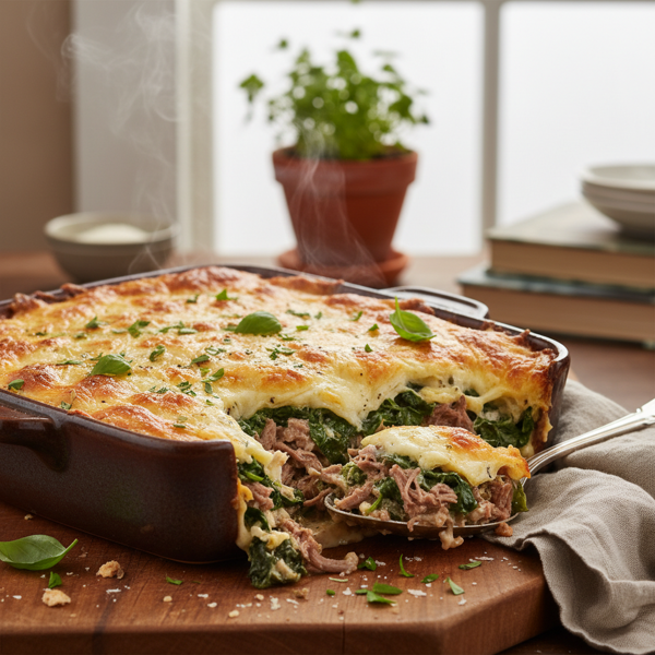 Savory Beef Florentine Bake recipe