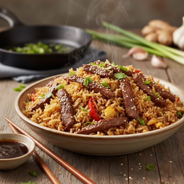 Savory Beef Fried Rice Delight recipe
