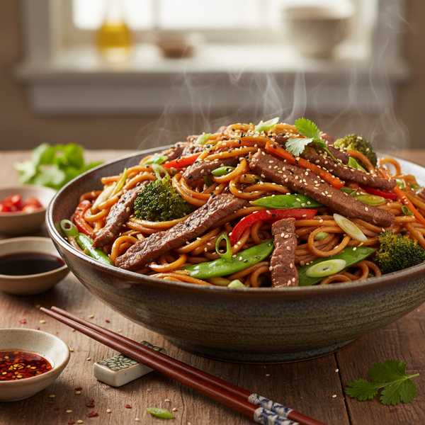 Savory Beef Lo Mein Delight recipe