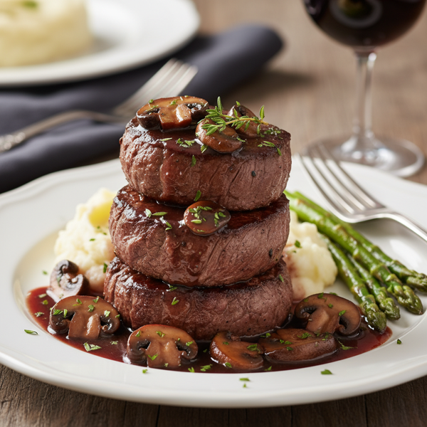 Savory Beef Medallions with Mushroom Red Wine Reduction recipe