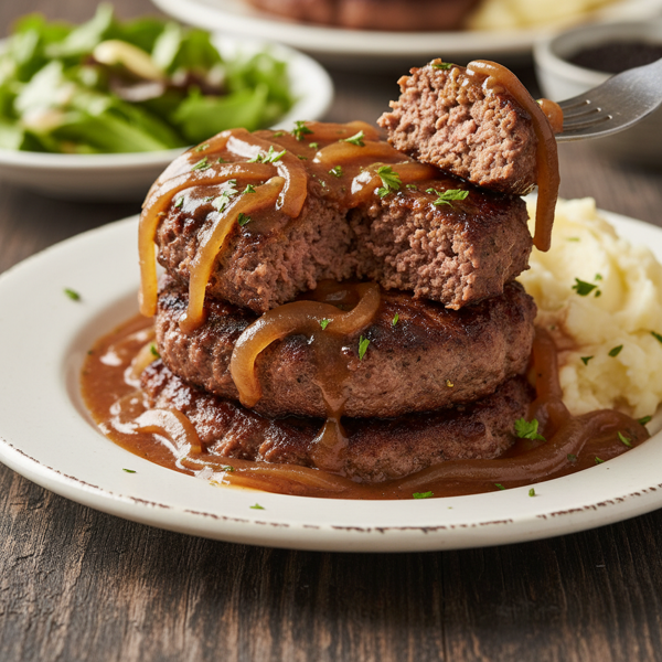 Savory Beef Patties in Rich Onion Gravy recipe