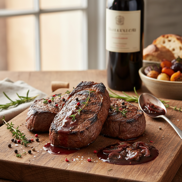 Savory Beef Steaks in Rich Red Wine Marinade recipe