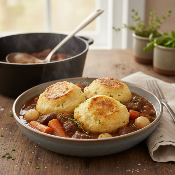 Savory Beef Stew with Fluffy Dumplings recipe
