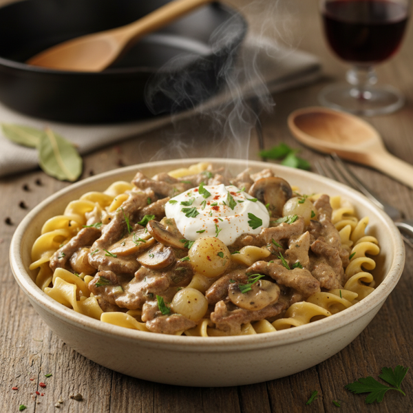 Savory Beef Stroganoff Delight recipe