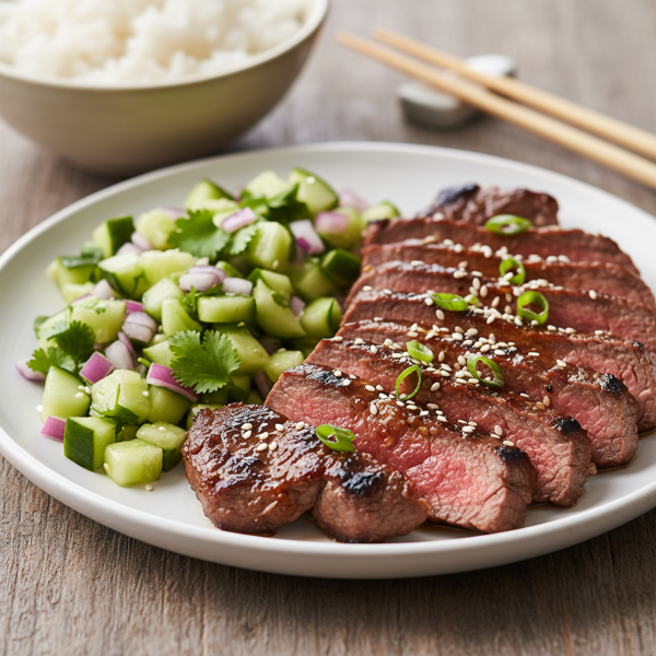 Savory Beef Teriyaki with Refreshing Cucumber Salsa recipe