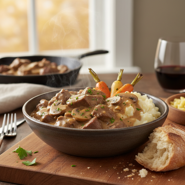 Savory Beef Tips in Mushroom Gravy recipe