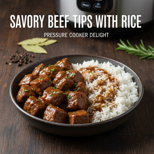 Savory Beef Tips with Rice - Pressure Cooker Delight recipe