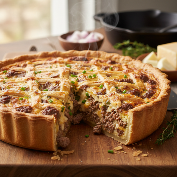Savory Beef & Cheese Quiche recipe