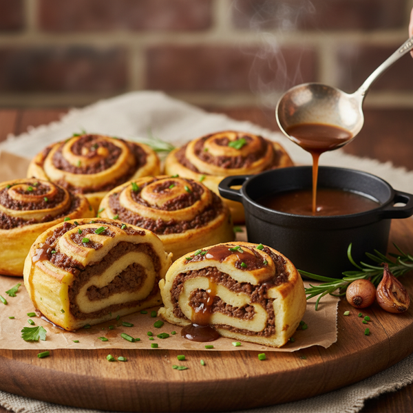 Savory Beef & Mashed Potato Roll-Ups recipe