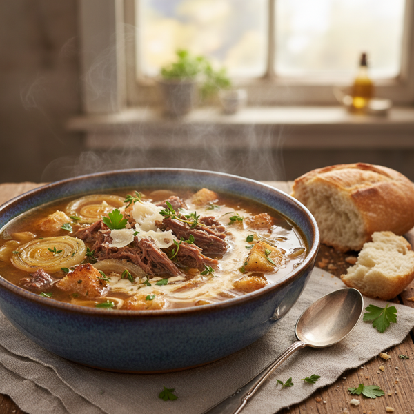 Savory Beef & Onion Delight Soup recipe
