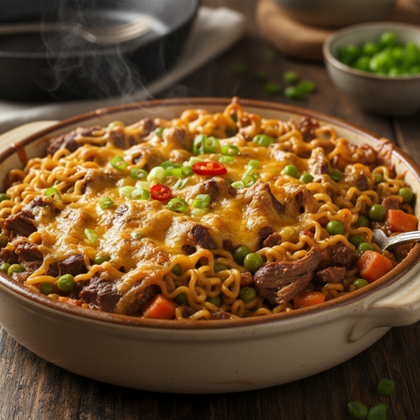 Savory Beef & Ramen Noodle Casserole recipe